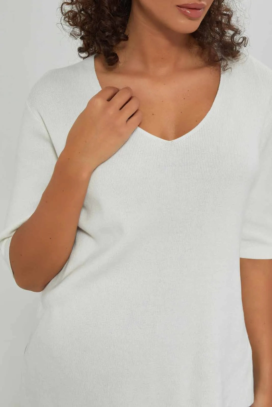 Women Ivory Plain T-Shirt