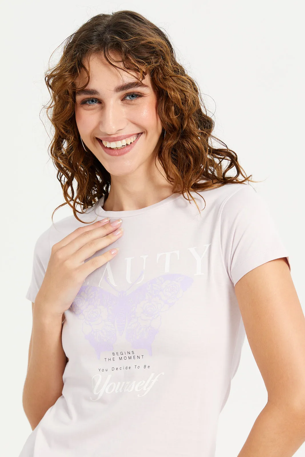 Women Lilac Graphic T-Shirt